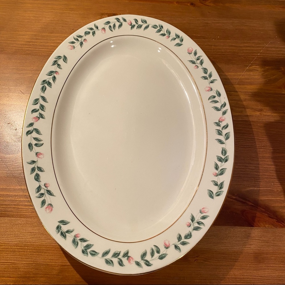 Lynns Fine China Oval Serving Platter ESABETH Pink Rosebud